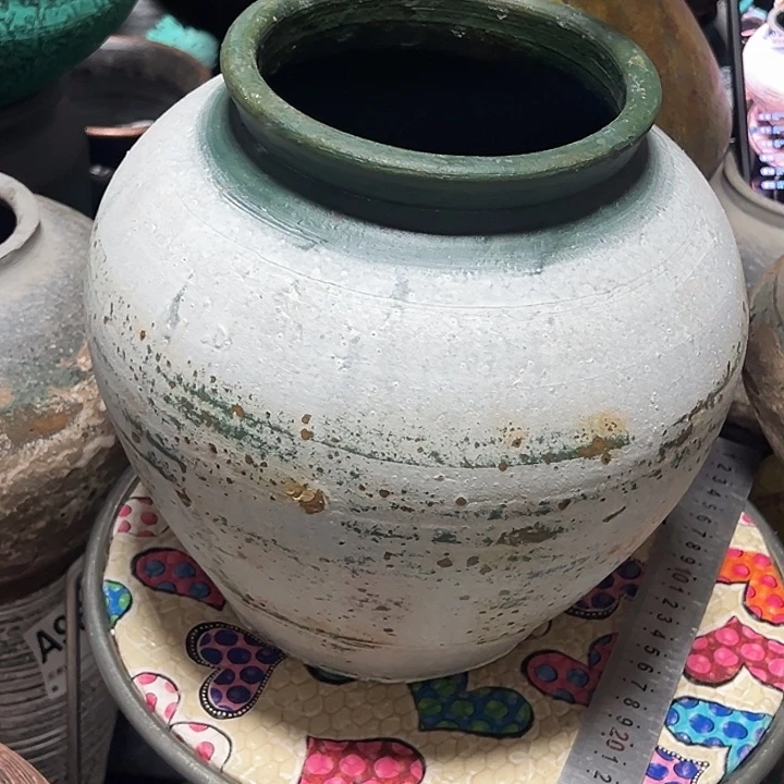 做旧灰白坛子高23口14默认打孔