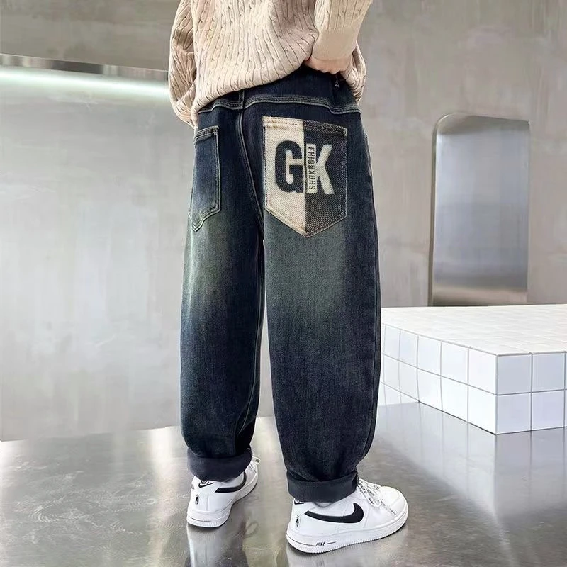 男童牛仔裤春秋款2025新款中大童裤子儿童夏季外穿男孩宽松帅气潮