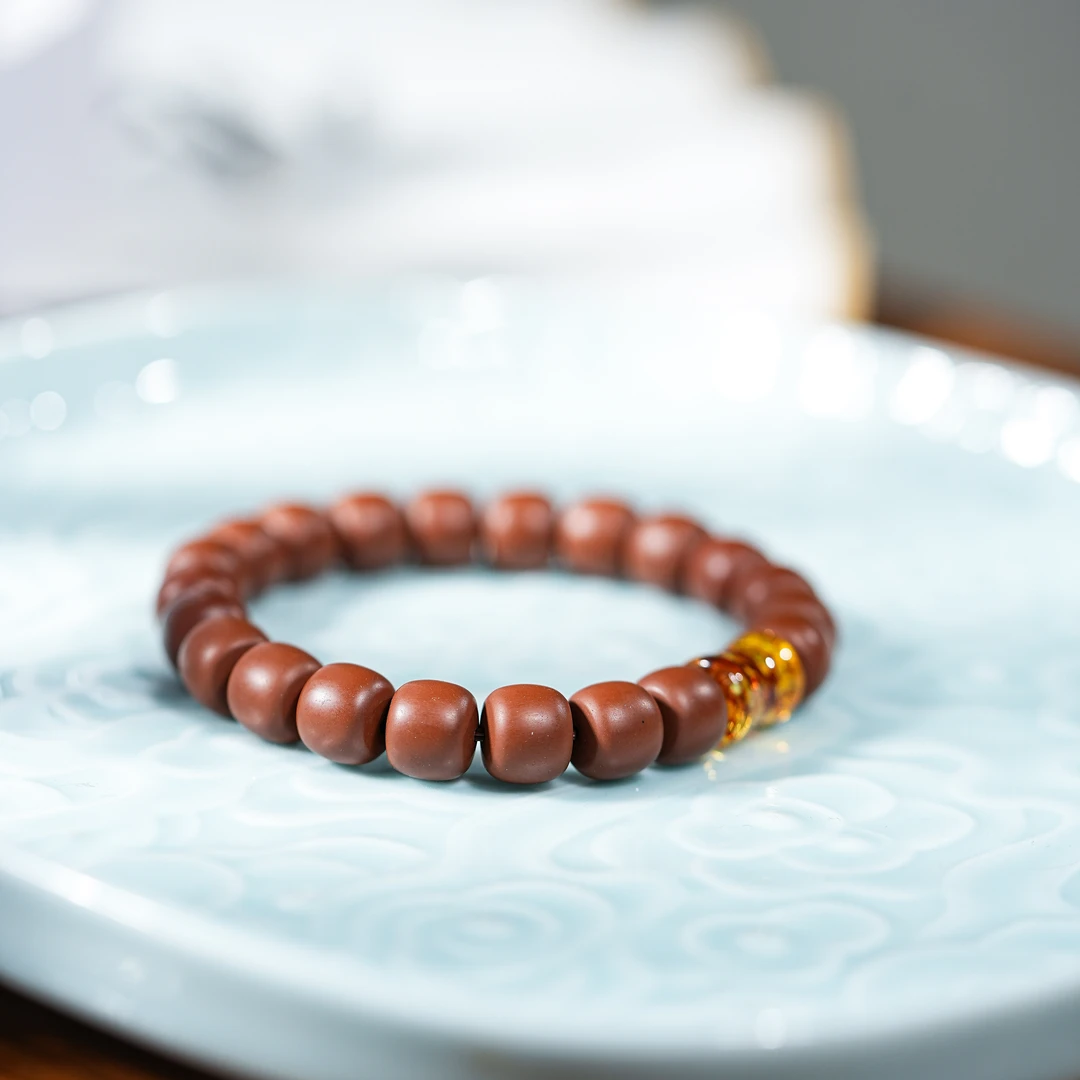 宜兴紫砂手串手持盘玩原矿手工串珠【竹韵流光】