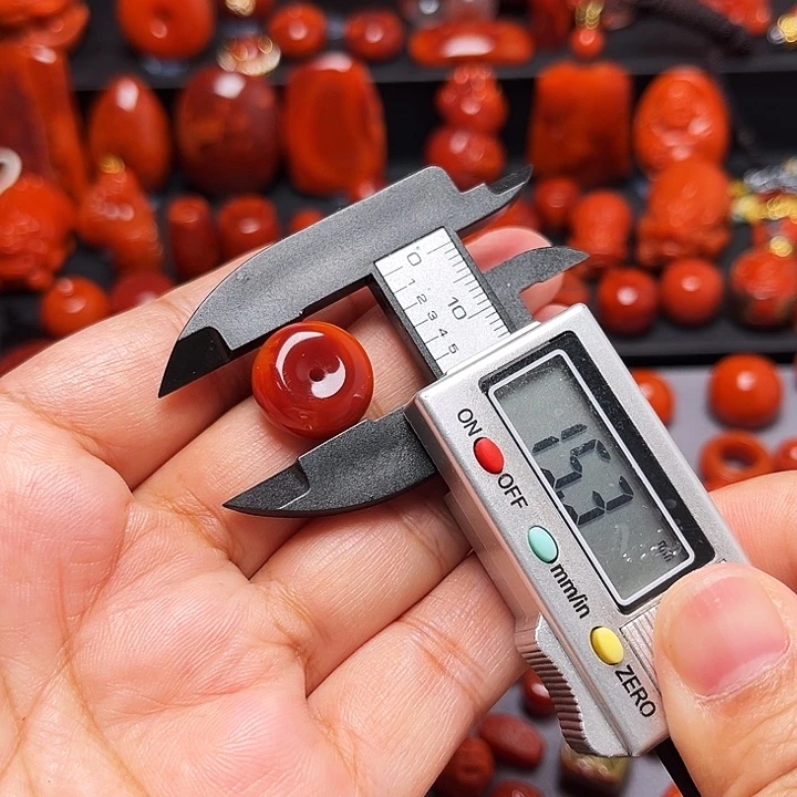 南红玛瑙未镶嵌配饰牛血火焰纹平安扣15.3mm