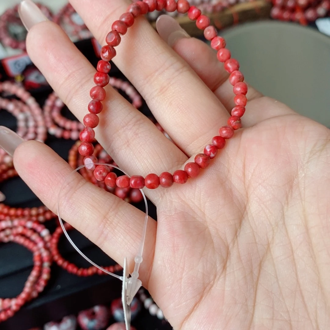 佩***奇天然辰砂卡4单圈不规则柿子红21