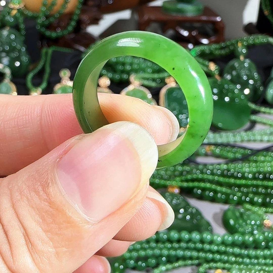 和田玉（碧玉）戒指未镶嵌17，18圈口
