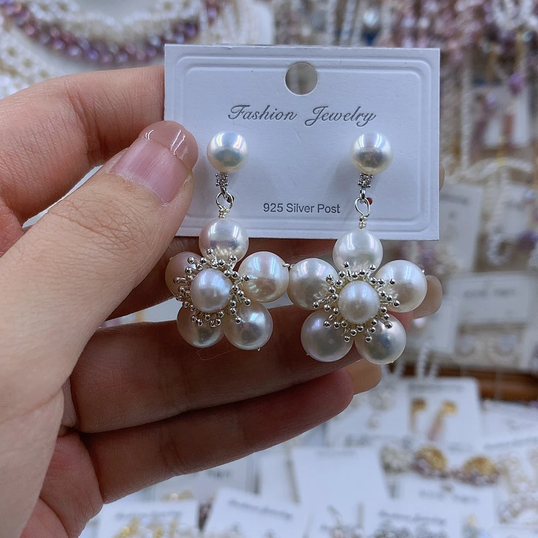 项链银S925镀金镶嵌淡水珍珠