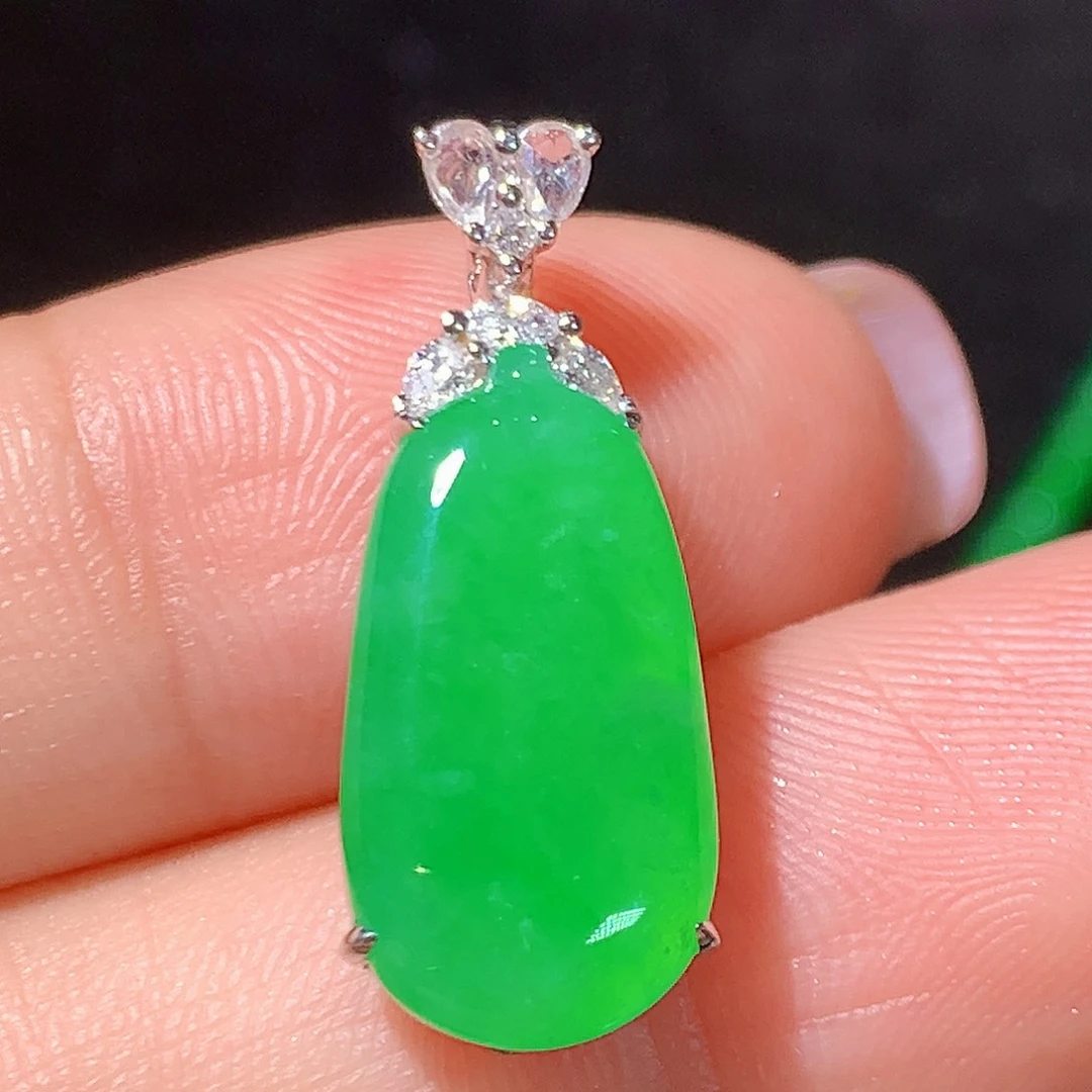 翡翠18K金镶嵌吊坠(不含链)