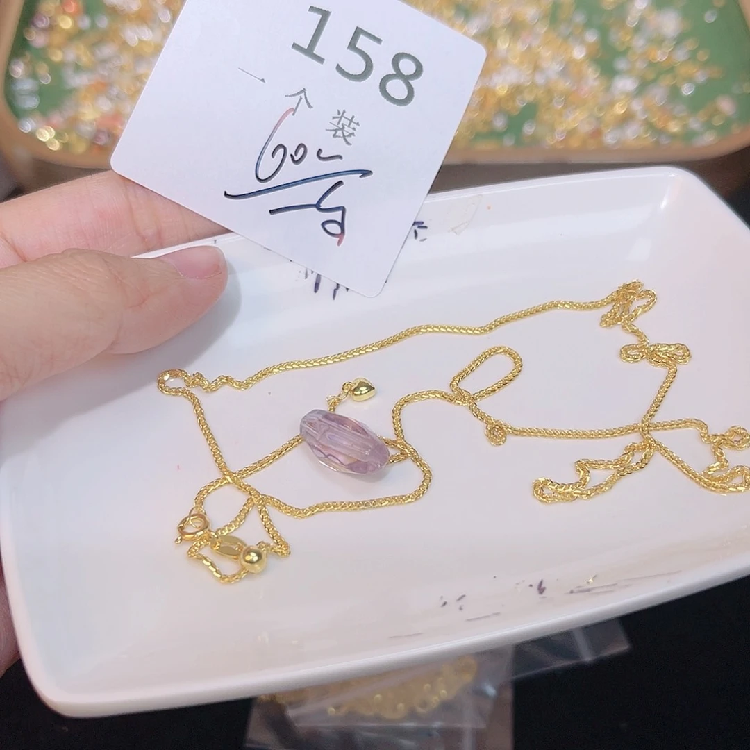 紫晶珠宝半成品银S925镀金镶嵌158