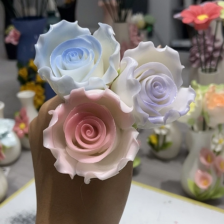 安***妤陶瓷纯手工捏花设计