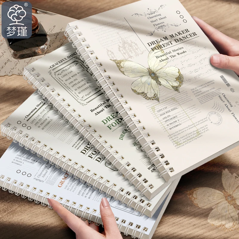 mengjin/梦瑾【直播】A5简约B5线圈本笔记本蝴蝶记事本大学生笔记本