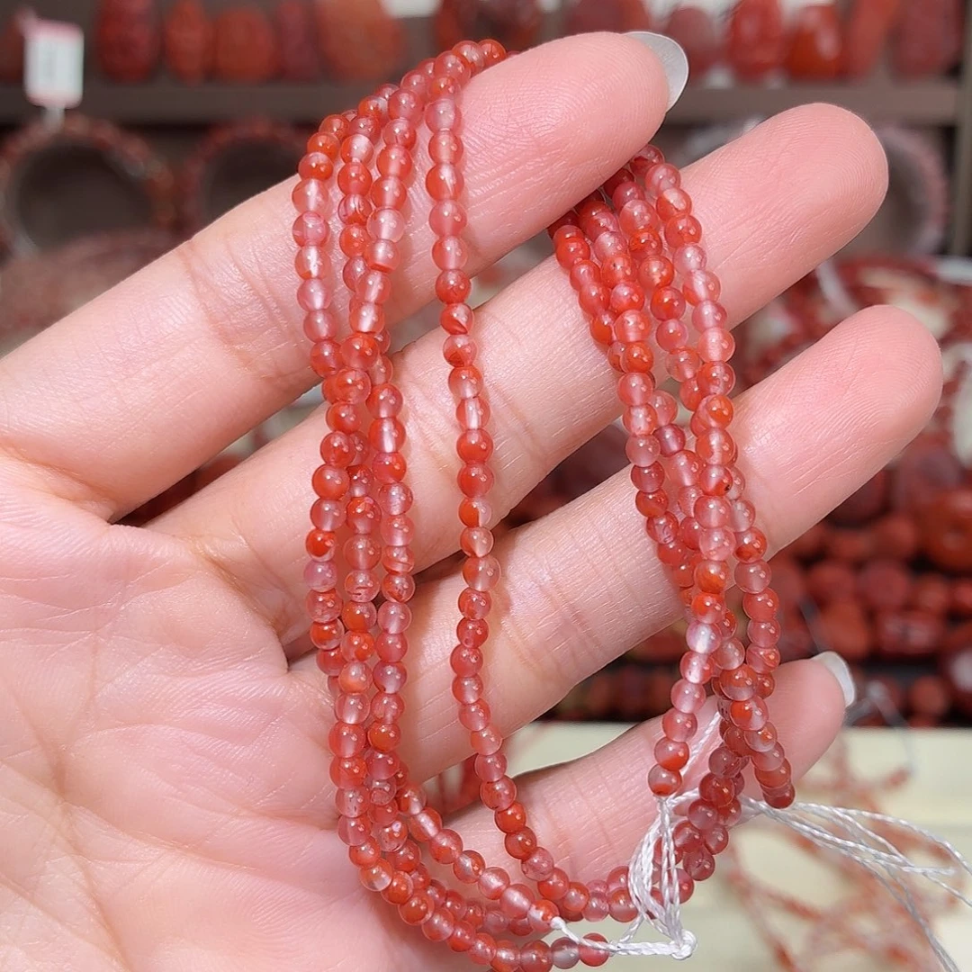 丽***秀南红玛瑙未镶嵌颈饰冰红小米珠多圈3+
