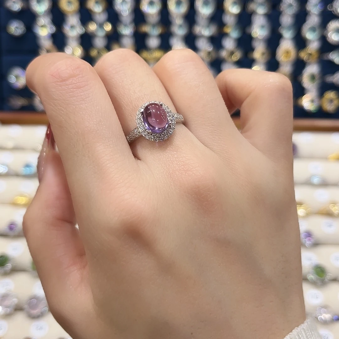 紫晶戒指银S925镶嵌戒指