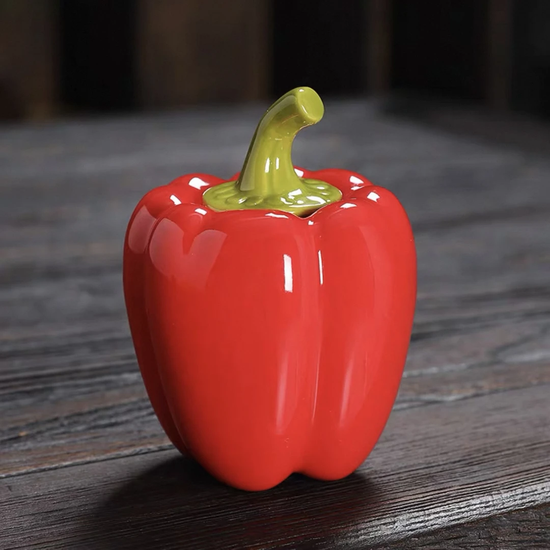 D797-红辣椒小茶叶罐陶瓷青椒密封罐蔬菜便携罐子菜椒储茶罐摆件