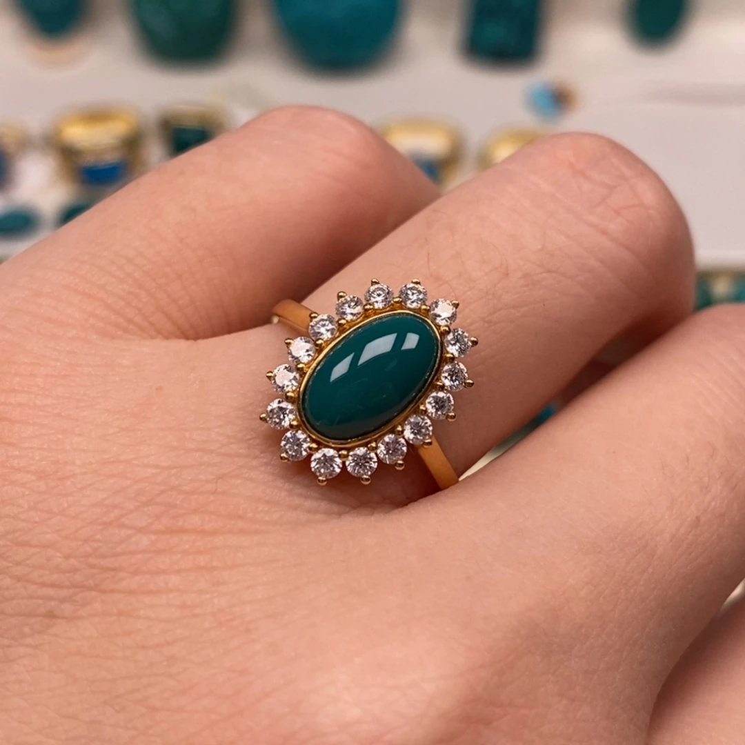 18K金镶嵌绿松石女款戒指A a 192