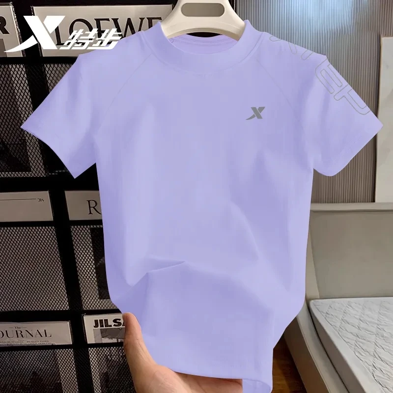 特步t恤女短袖速干衣夏季2025新款圆领冰丝薄款正肩运动上衣女士