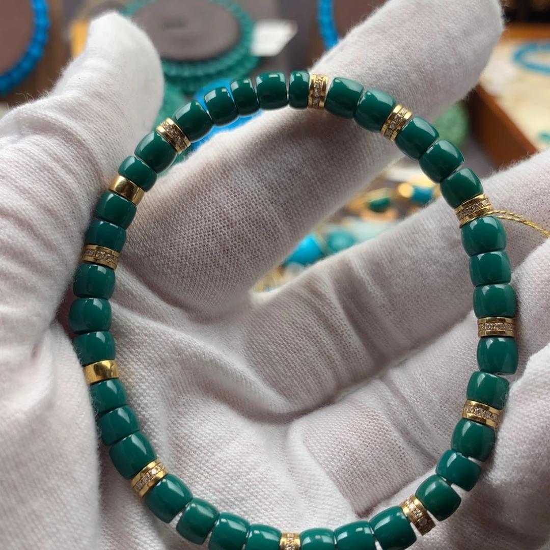 绿松石18K金镶嵌发饰5.6mm