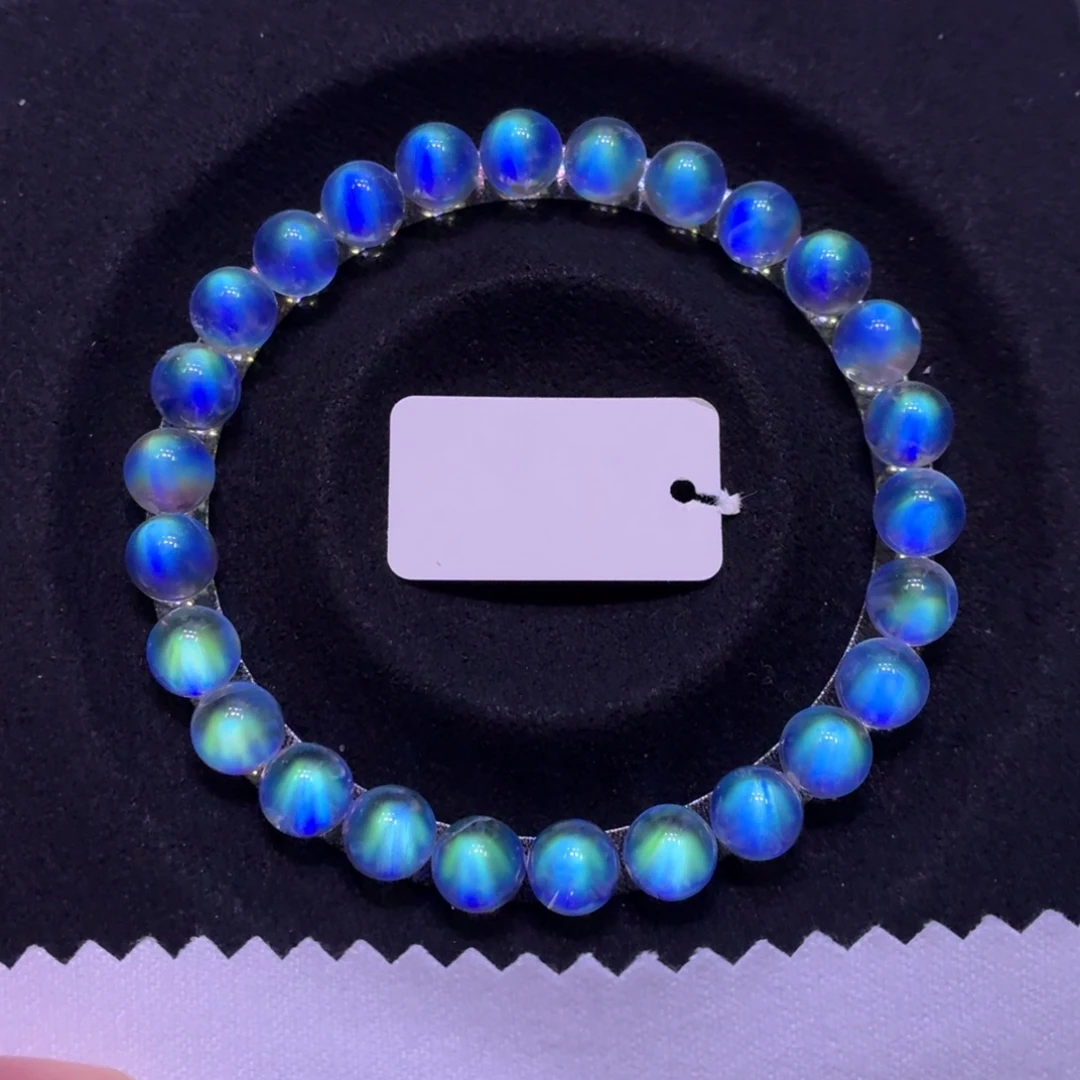 月光石未镶嵌手链毕业级马岛极光绿7mm左右