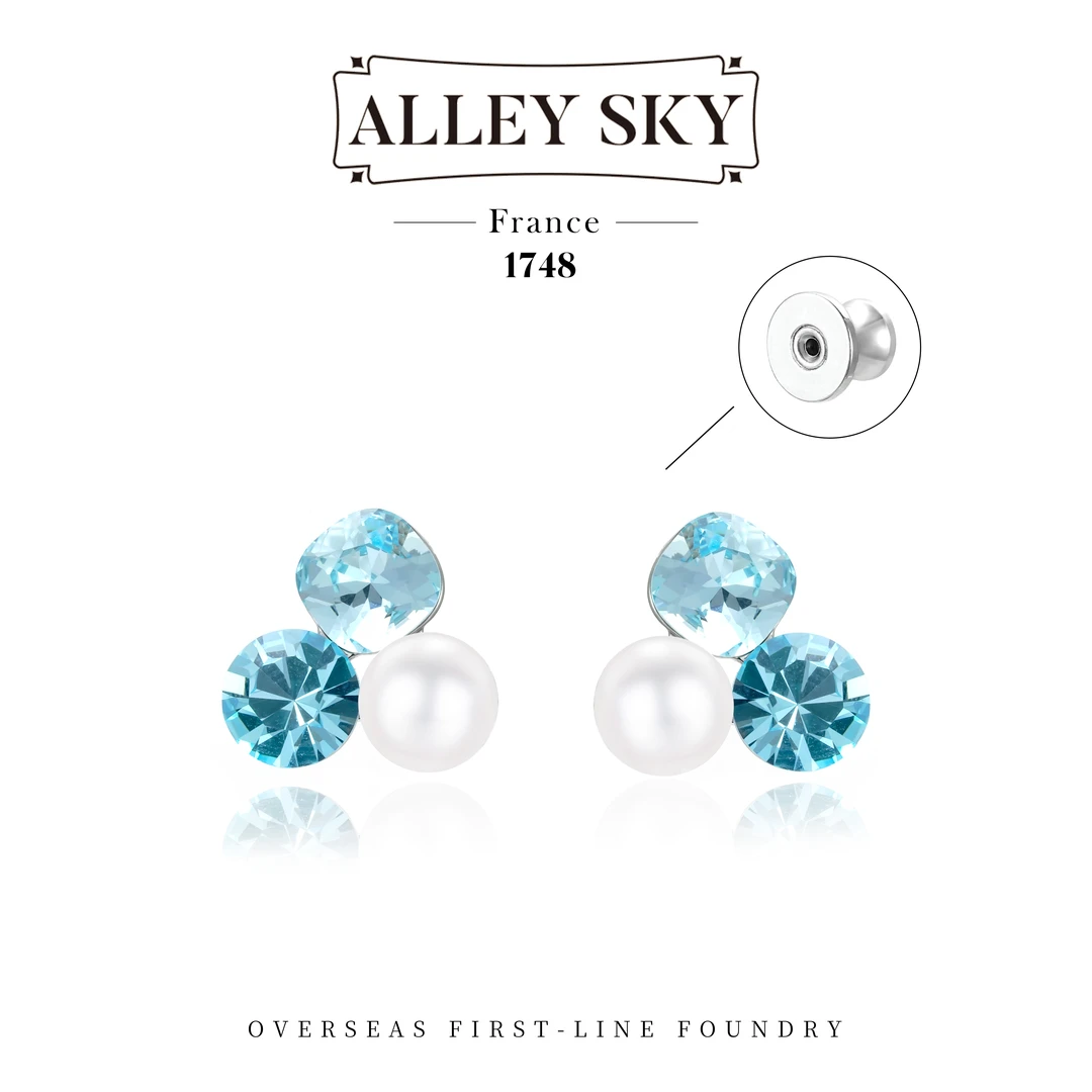 【冰河梦境】Alley Sky春款蓝色轻奢耳钉F0338