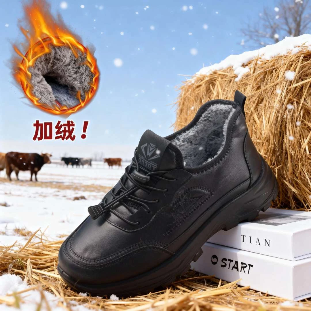 男款老北京布鞋冬季棉鞋加绒保暖轻便防滑软底中老年爸爸鞋休闲