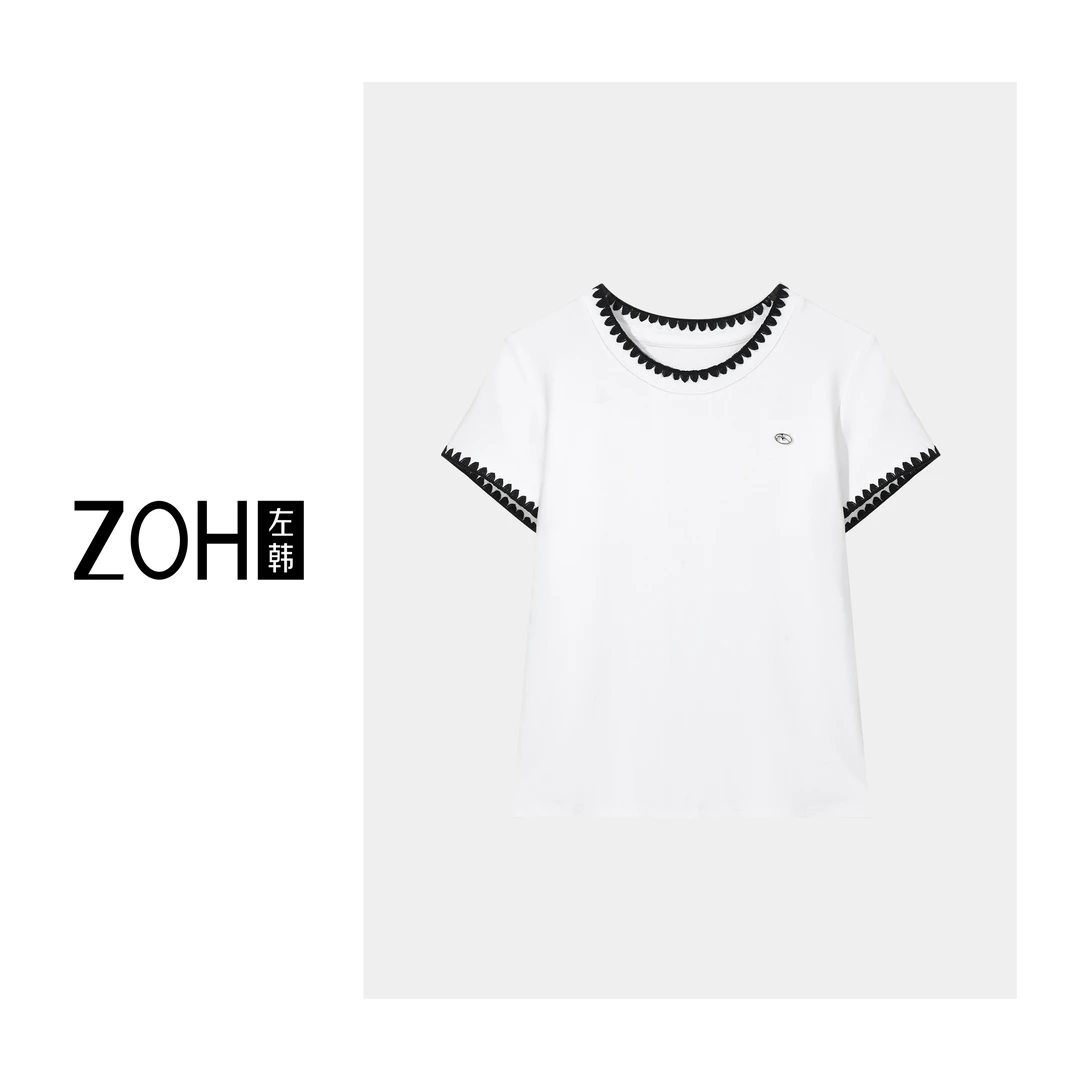 ZH150【左韩】经典百搭黑白配色T恤 TH530027C