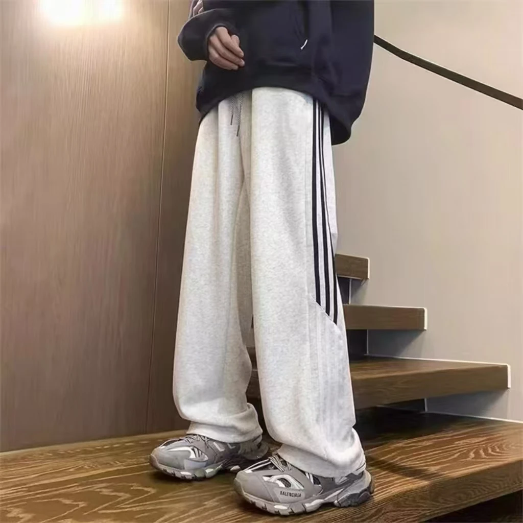 【OYG】潮流卫裤三条杠运动裤慵懒通勤直筒休闲裤