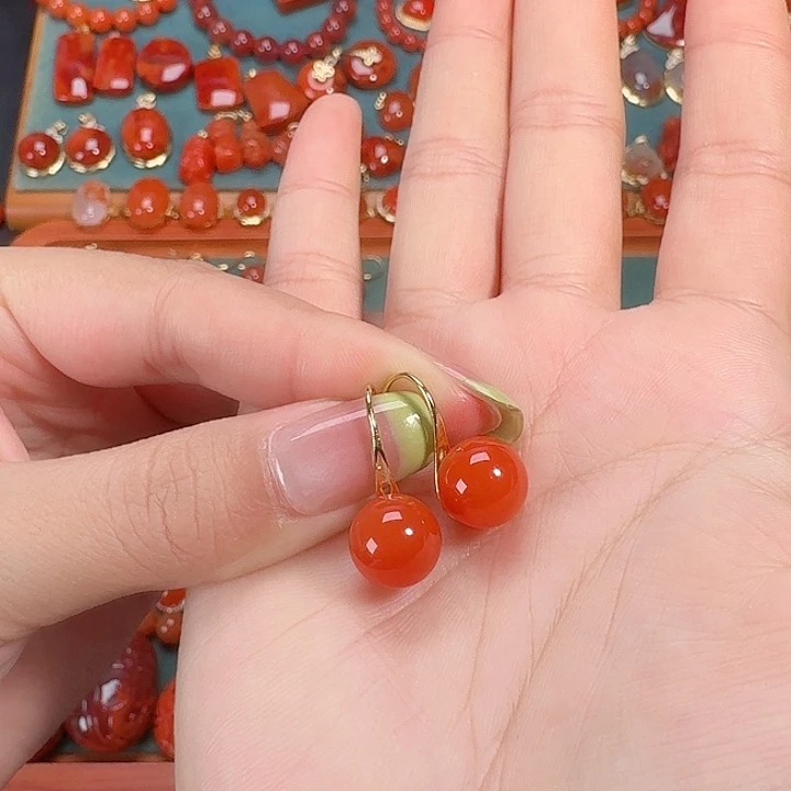 南红玛瑙银S925镶嵌高跟鞋