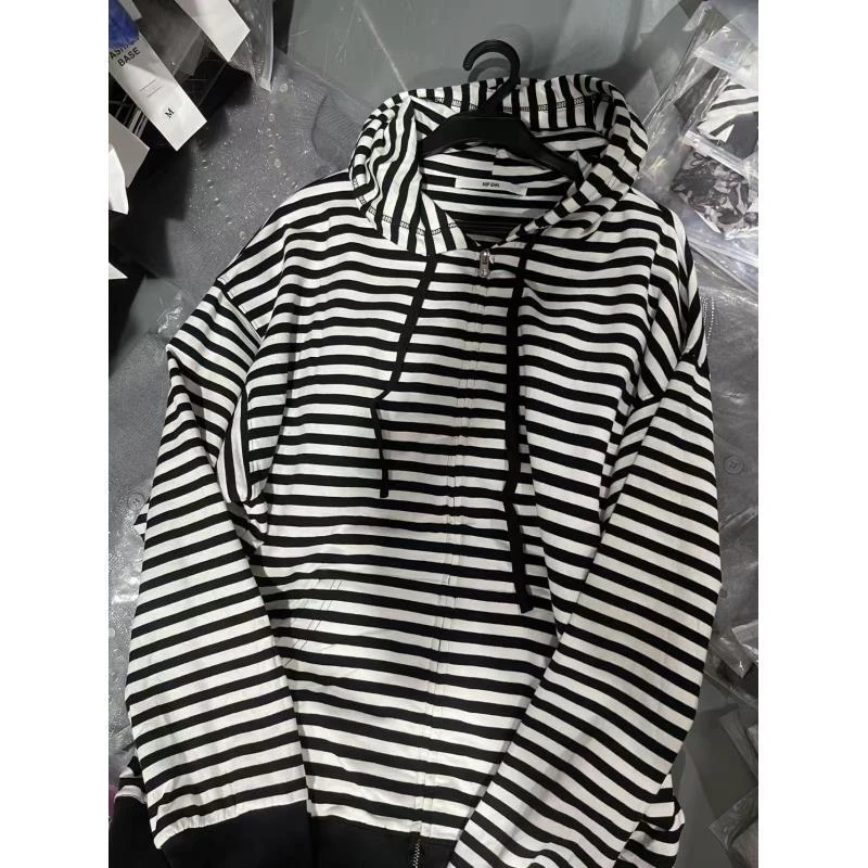 【  AA1271条纹卫衣】2026女装新款外搭慵懒风MK网红ins宽松