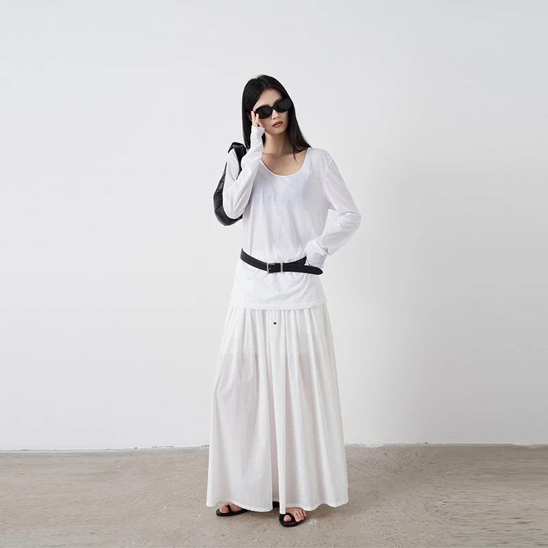 Moprobably李予诺「领空」极简风套头U领百搭长袖打底T恤L5147084