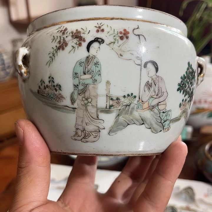 摆件我**哥粉彩粥罐全品的