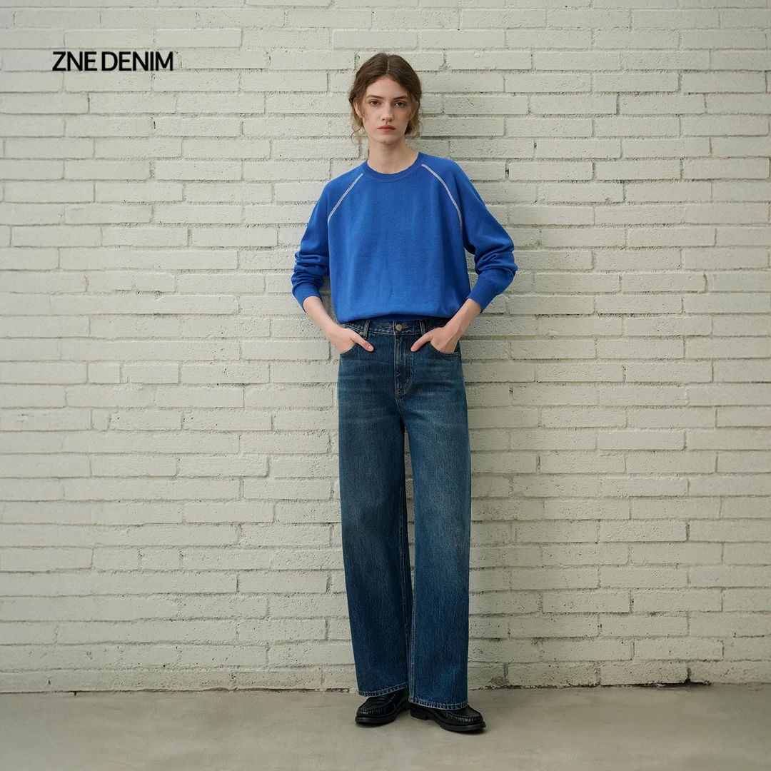 ZNEjeans 经典法式型意直筒匹马棉九分牛仔裤TCP8028