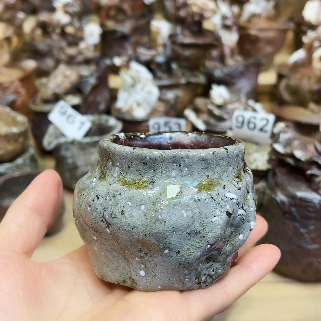 瓶柴烧粗陶手捏杯