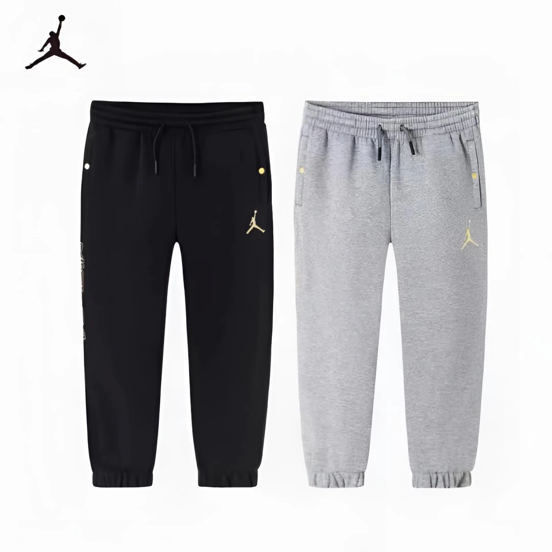 Air Jordan童装极简风男女童秋冬休闲运动裤针织经典加绒束口长裤
