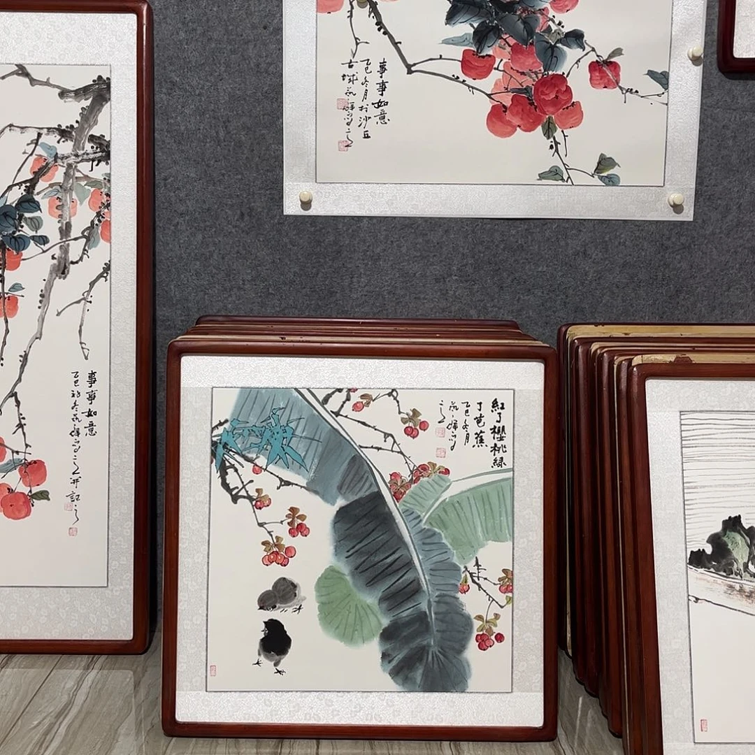 国画书画作品带框63×63