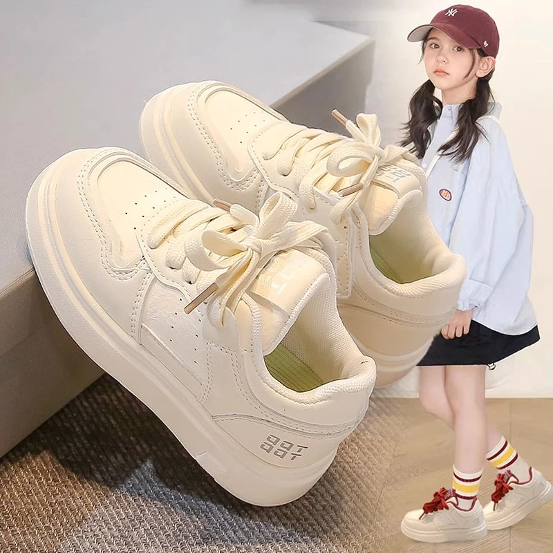 ABC儿童小白鞋2025春季男女童亲子鞋子大童小学生白色运动鞋板鞋