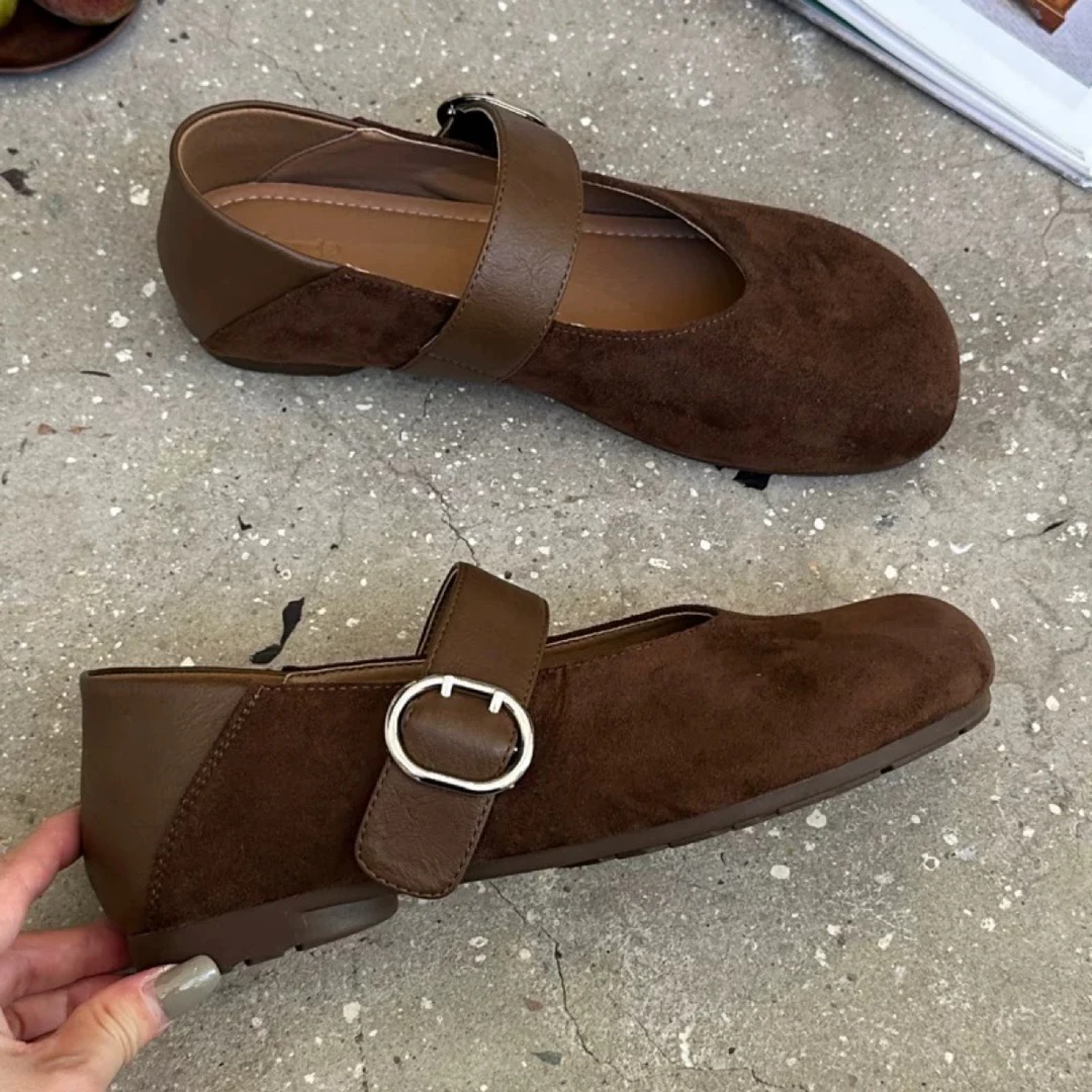 SUSU 复古浅口单鞋法式芭蕾舞鞋一脚蹬瓢鞋5077-6 右架8