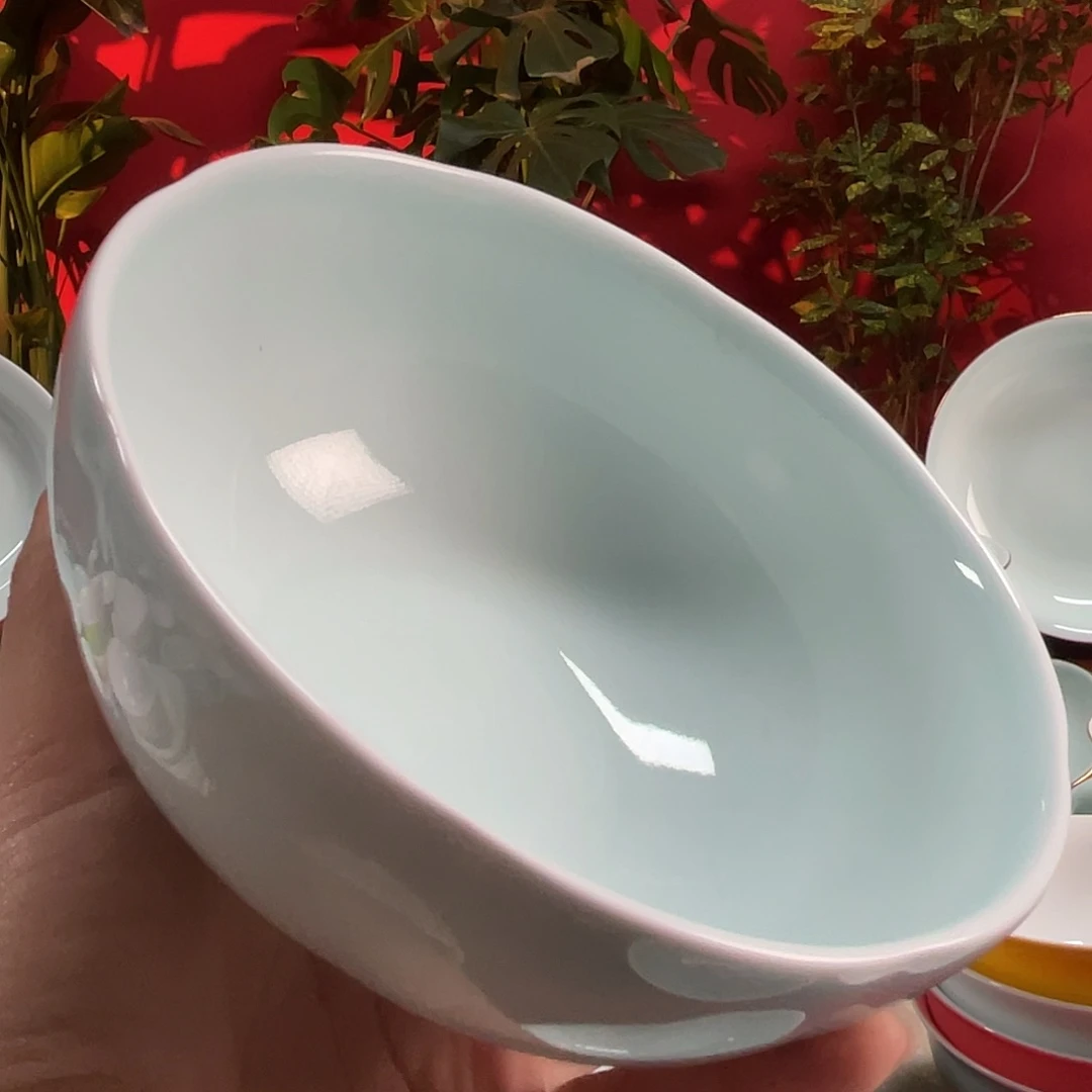 杏**了5.5英寸花口内在影青饭碗