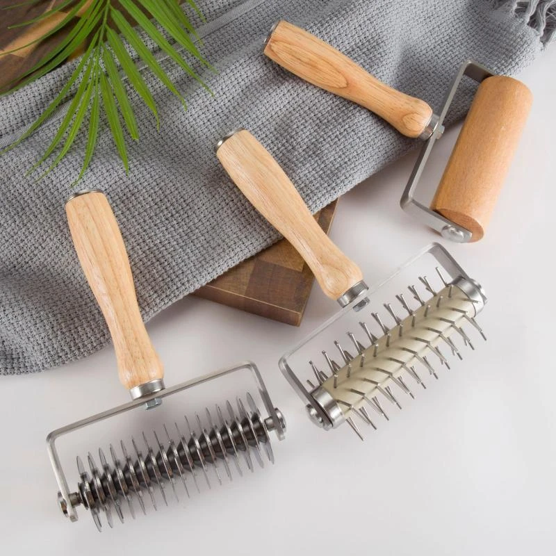 全套烘焙工具专用披萨滚针打孔器点心拉网刀滚轮刀橡木面粉棍擀面