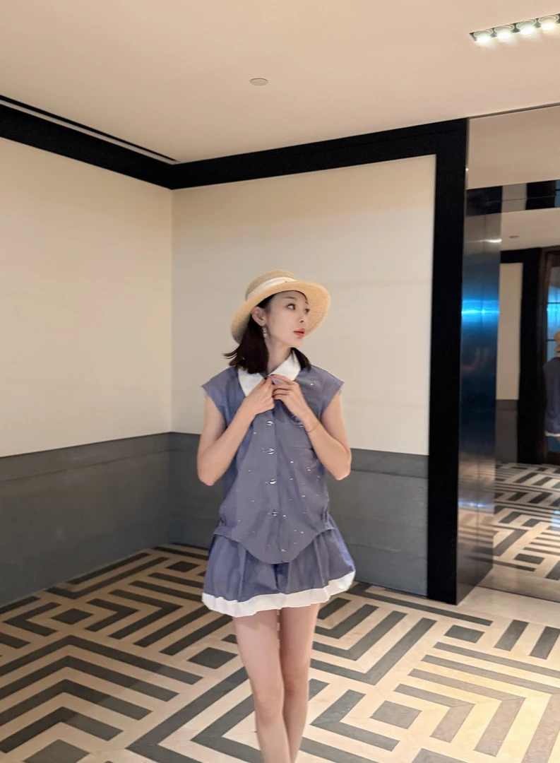 KK颜小新【桐舟】设计感小众时尚气质舒适休闲日常夏季上衣短裤套装