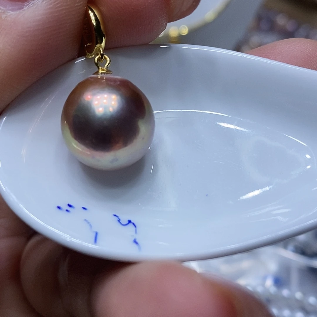 淡水珍珠耳钉银S925镶嵌