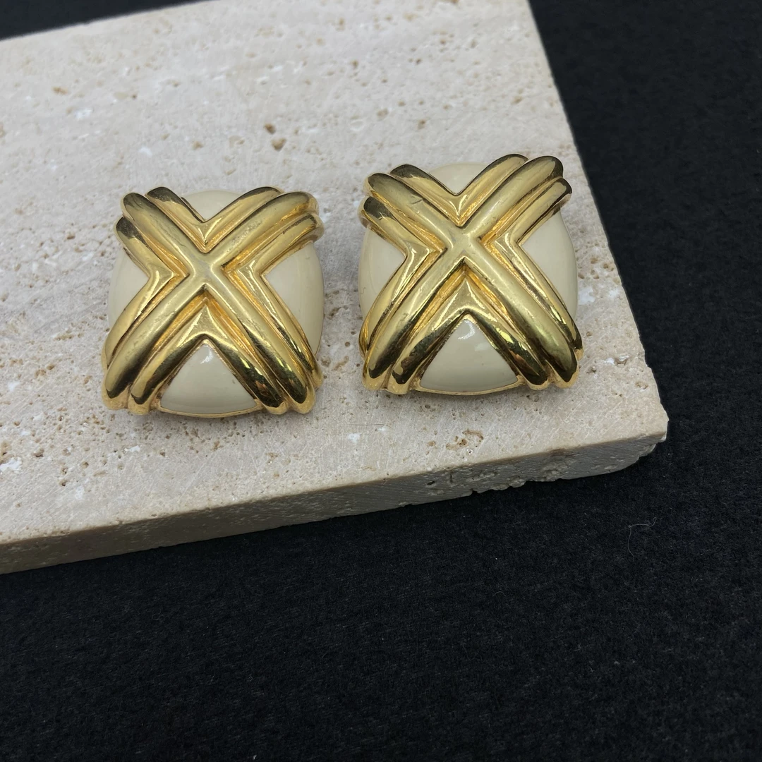 合金树脂耳饰 【Liz璇子中古】StJohn素金方耳夹H46294无鉴赏期