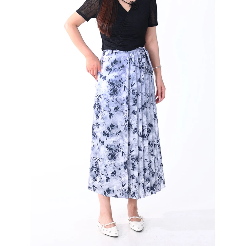 QC裂渡念念【捕风捉影】-微胖大码显瘦国风长款印花半身裙XS405N42