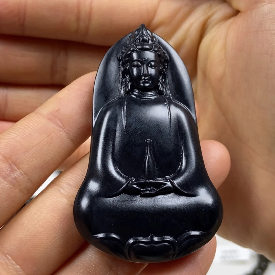 和田玉（墨玉）未镶嵌颈饰素衣观音