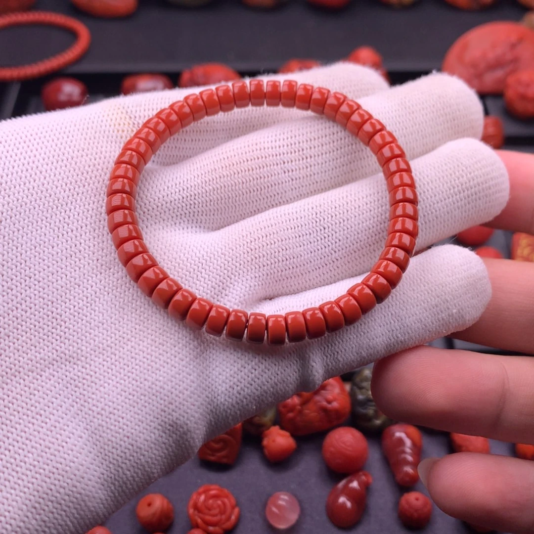 南红玛瑙未镶嵌南红川料原矿直切药片手串6mm