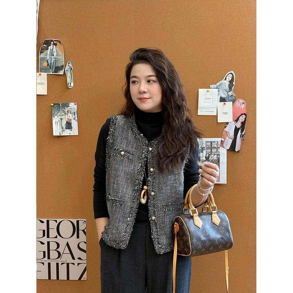 WenWen小个子2025秋冬韩版小香风气质马甲高定设计师款马夹2079