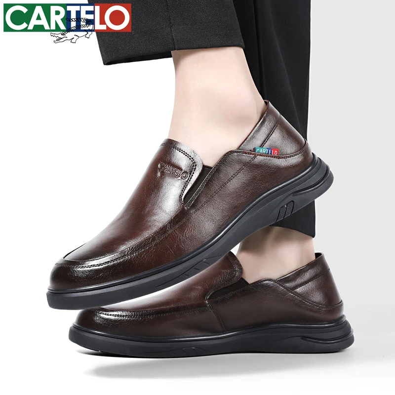 卡帝乐鳄鱼休闲男士皮鞋秋季软底舒适一脚蹬真皮帆船鞋时尚爸爸鞋