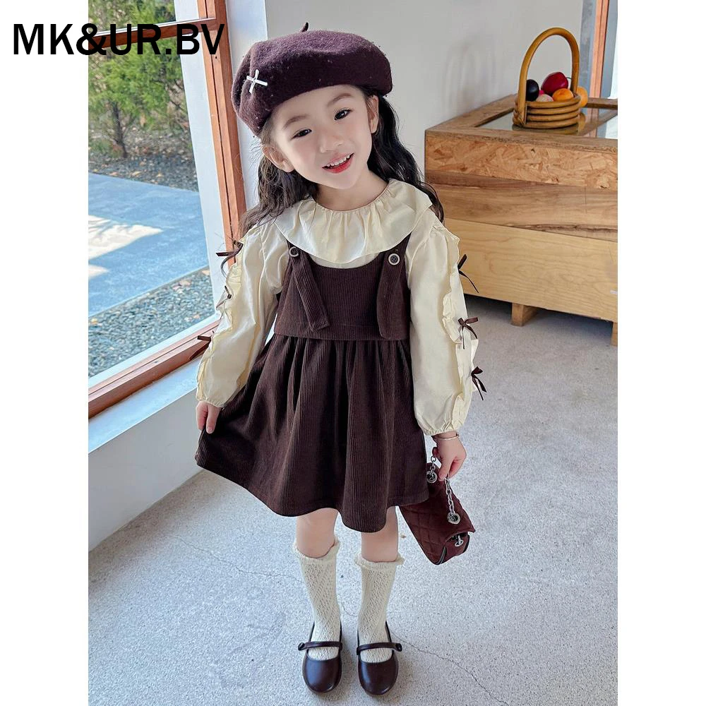 MK&UR.BV女童秋季裙子套装宝宝森系洋气背带裙2025新款儿童连衣裙