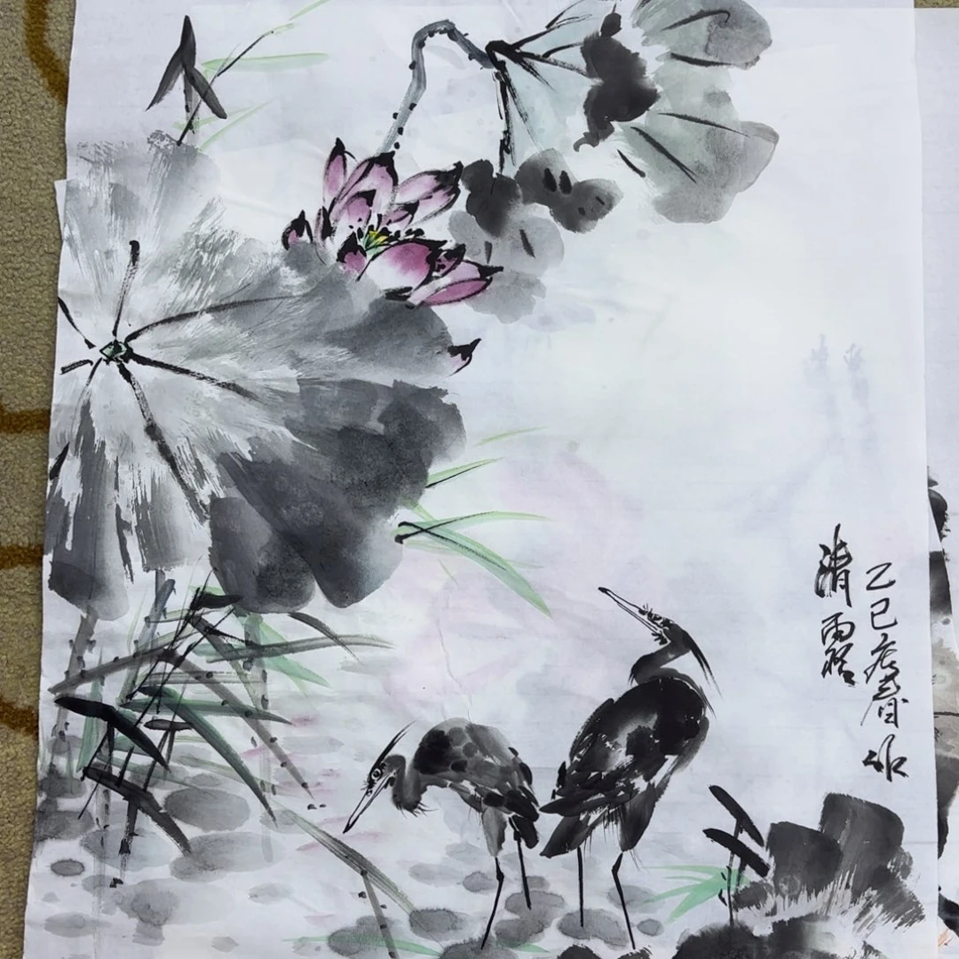 国画四尺三开花鸟花鸟赵