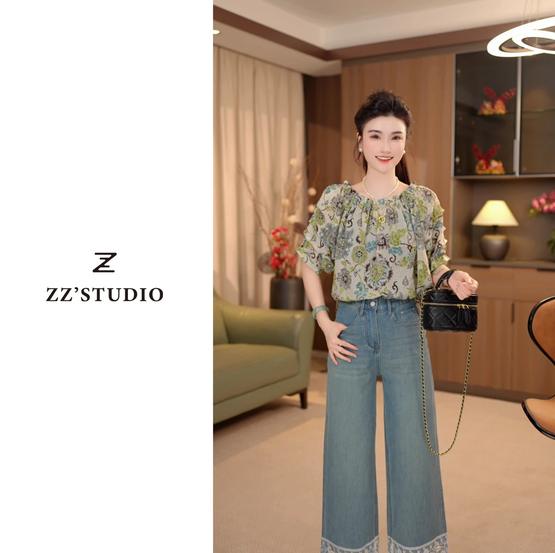 郑郑定制#夏季新款洋气休闲百搭气质碎花时尚洋气减龄上衣Z010