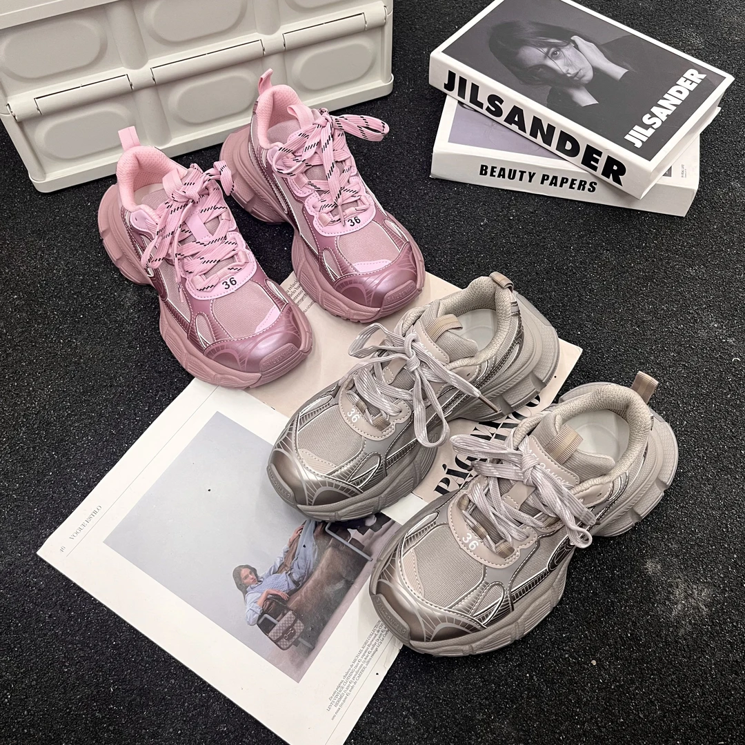 【LELE专属】1656-19新款做旧复古女老爹鞋擦色系带潮女鞋