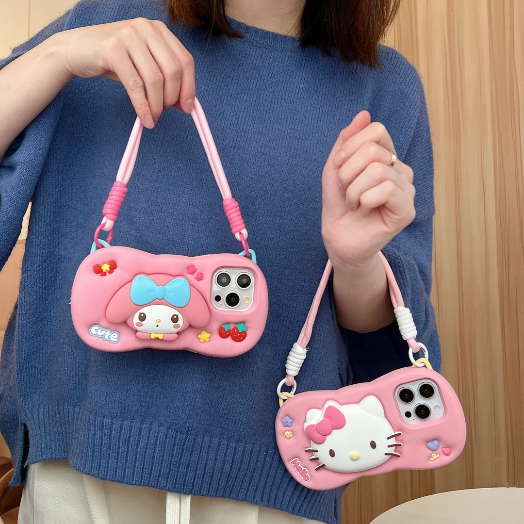 苹果|kitty猫美乐蒂支架可爱适用iPhone17卡通立体16软硅胶手机壳