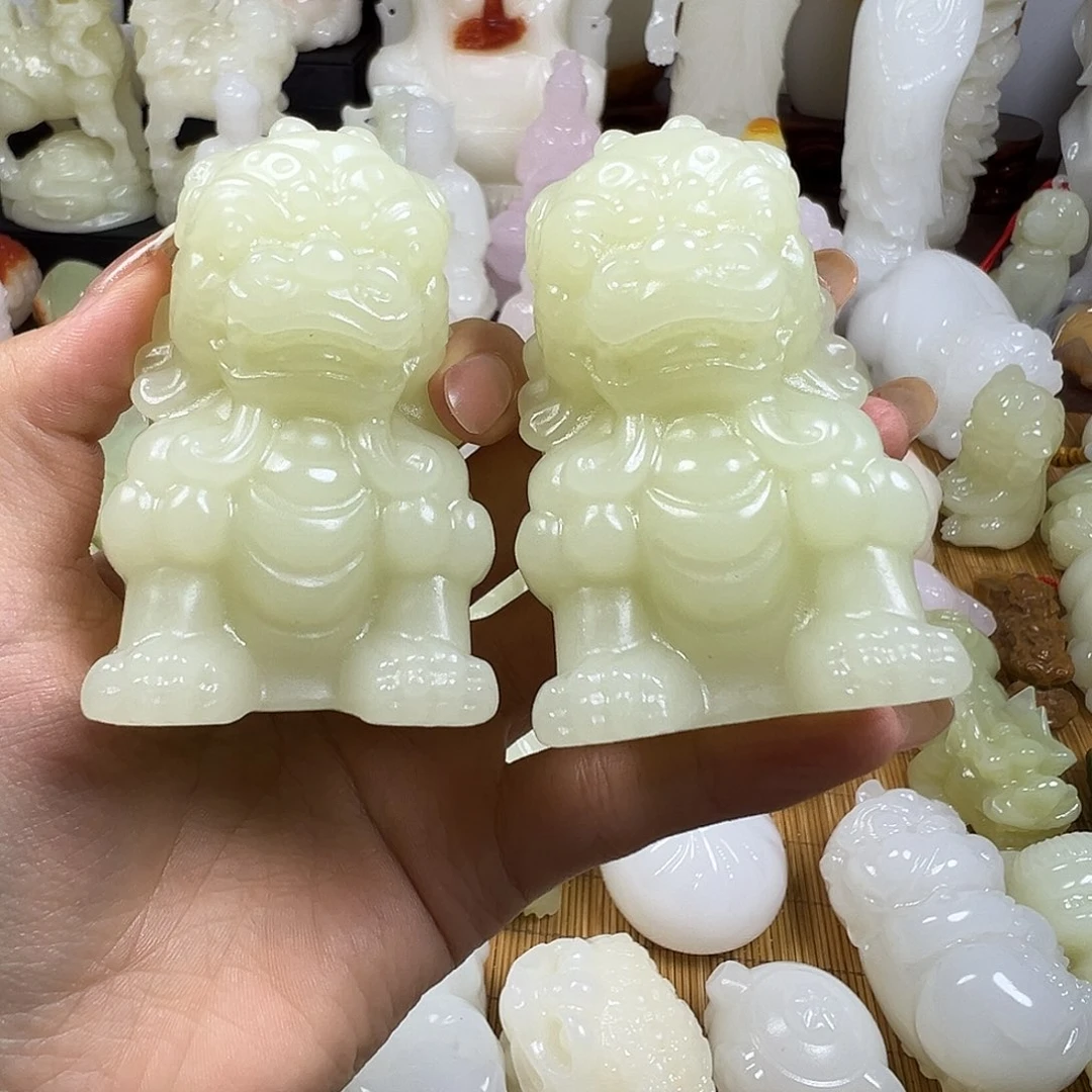 石材清水色石狮子一对