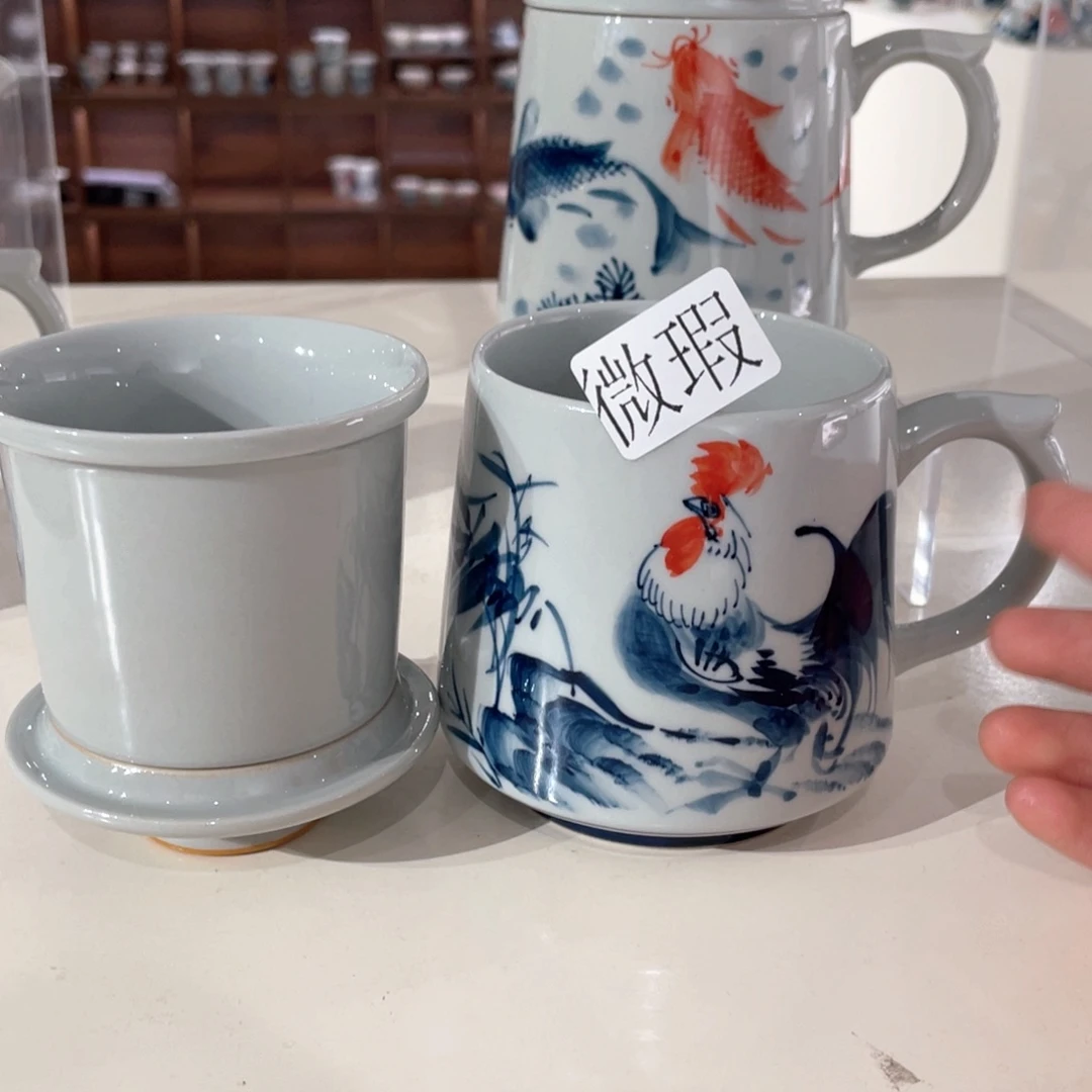 釉下手绘茶具微瑕