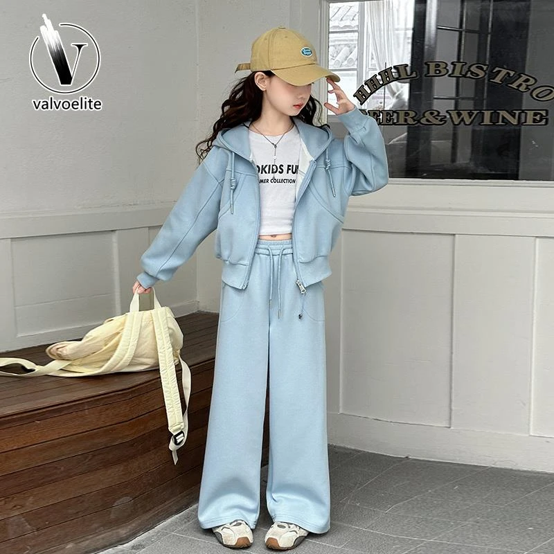 VALVOELITE女童春秋套装新款韩版休闲运动两件套装洋派中大童套装